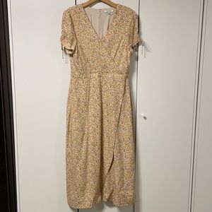 Madewell Peekaboo-Sleeve in Blossoming Vines Yellow Floral Maxi Dress Size 8